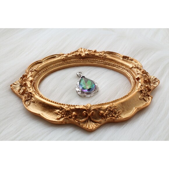 925 Sterling Silver MYSTIC TOPAZ Necklace, Silver Gemstone Pendant Necklace - Picture 2 of 8